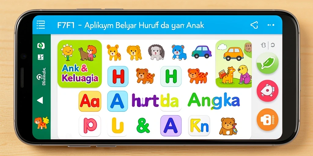 Tampilan antarmuka F7F7 yang warna-warni dan edukatif.