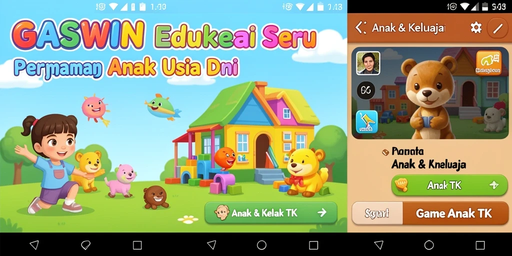 Antarmuka GASWIN yang cerah dan menarik untuk anak-anak.