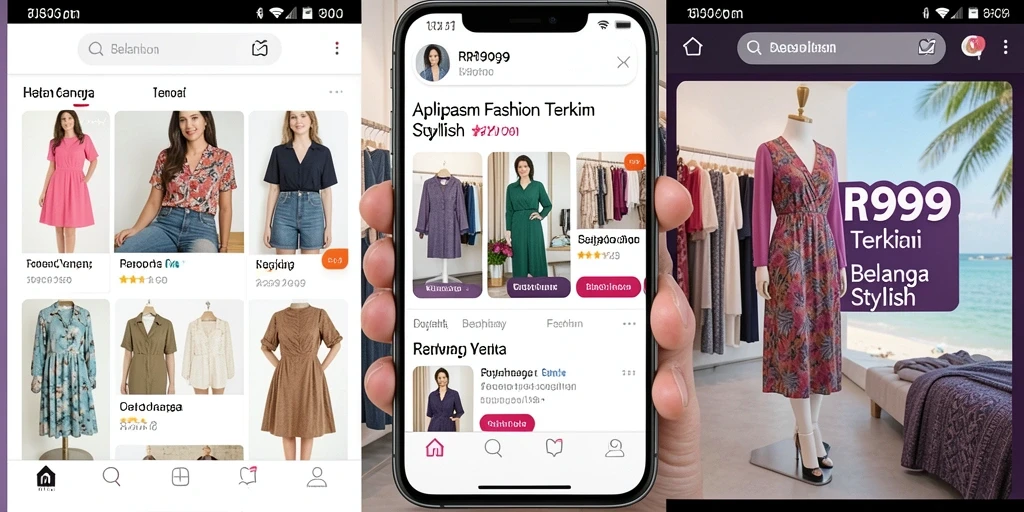 Antarmuka pengguna modern dan fungsi canggih aplikasi Fashion RR999.