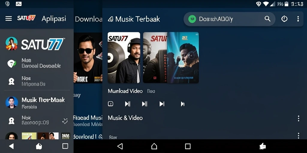 Tampilan antarmuka SATU77 yang menarik dan fungsional untuk Download Musik.