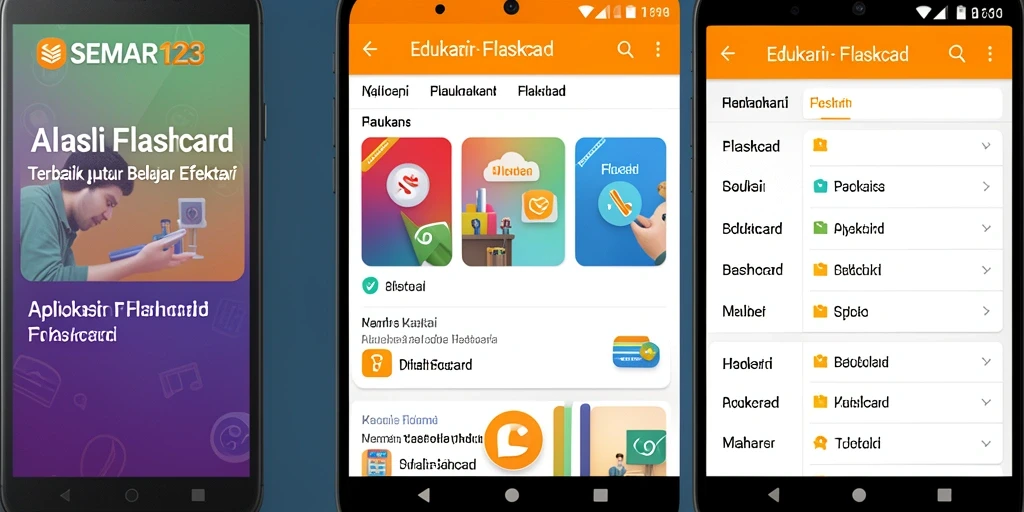 Tampilan antarmuka aplikasi Flashcard yang interaktif dan menarik.