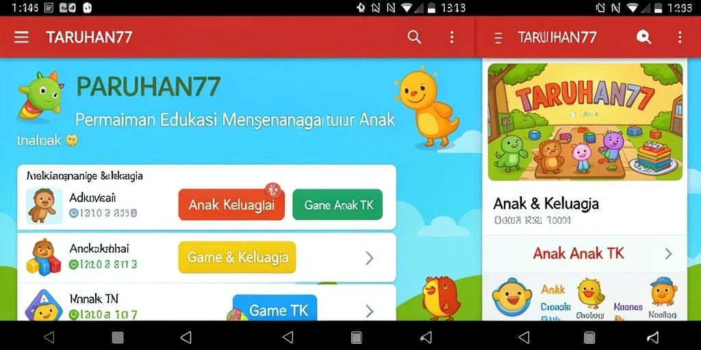 Tampilan antarmuka aplikasi TARUHAN77 yang colorful dan interaktif.