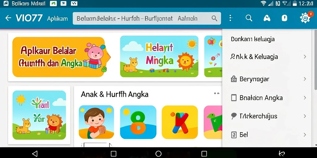 Tampilan antarmuka aplikasi VIO77 yang ceria dan interaktif.